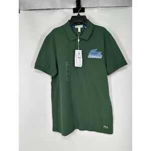 Lacoste Short Sleeve Polo Shirt Big Crocodile Logo Regular Fit Men Size 4 Medium